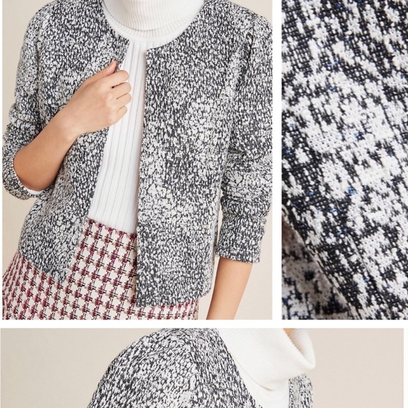 Anthropologie Dolan Left Coast Eva Textured Knit Jacket Black & White XS NWT - Picture 3 of 7